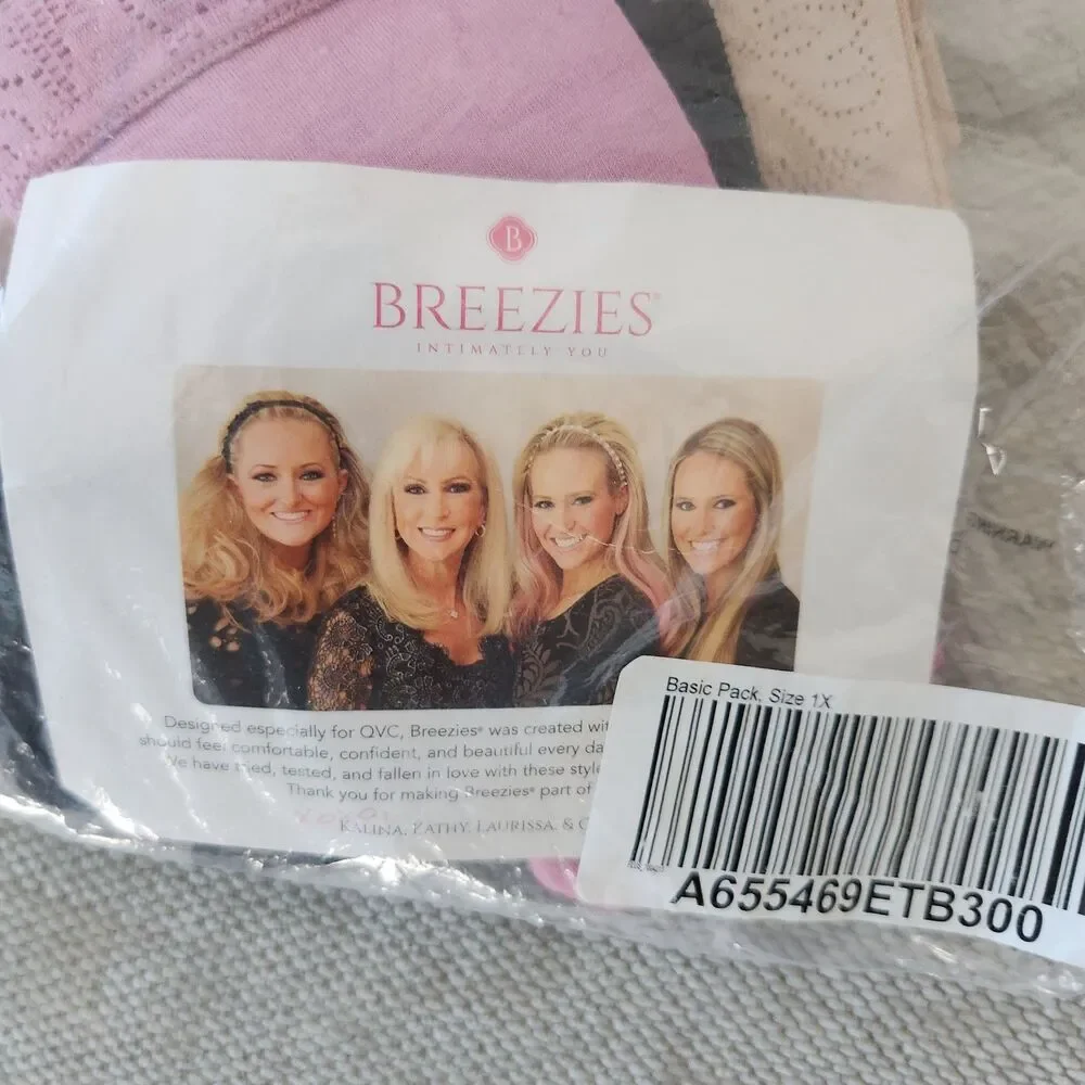 Breezies‎ 1X Modern Micro Hi Cut Brief Underwear 3 Pack Black Pink Beige Multi